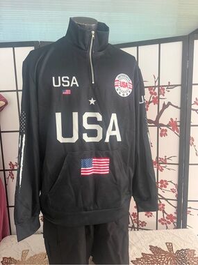USA Quarter-Zip Pullover Hoodie - Black
